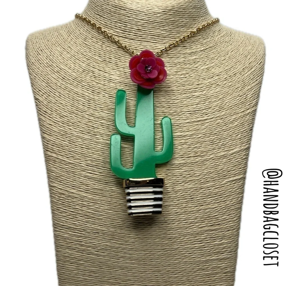 Kate Spade Scenic Route Cactus Acrylic Rare Novelty Necklace